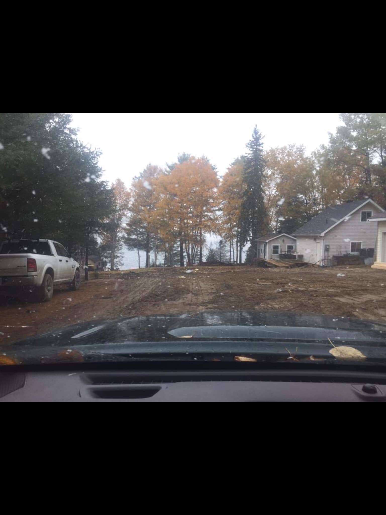 Stone retaining wall installation in progress